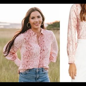 Rachel Parcell Pink Snakeskin blouse